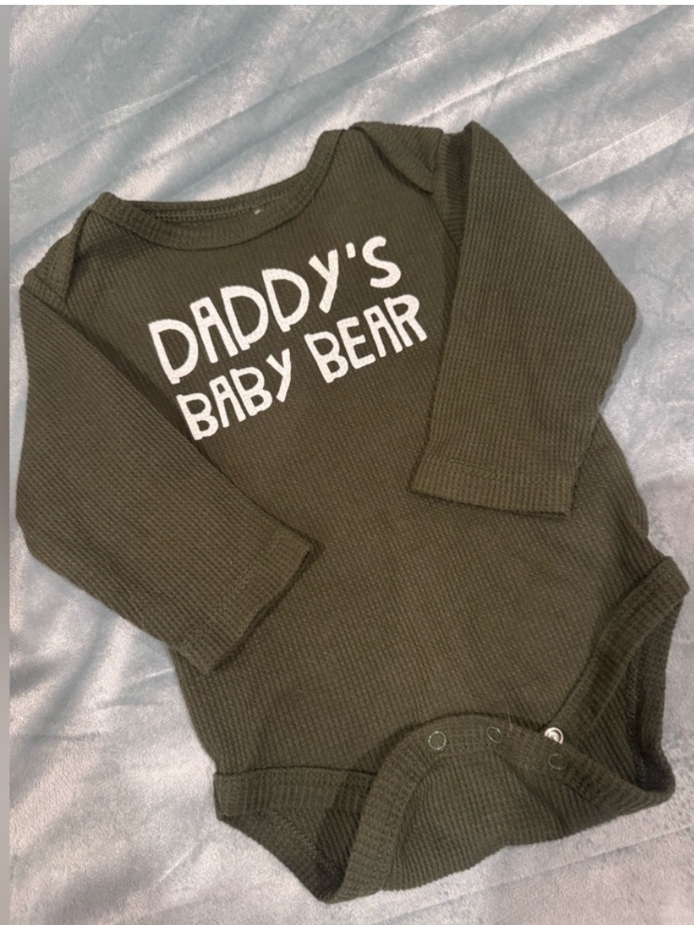 chick pea Olive Green "Daddy's Baby Bear" Thermal One-Piece Bodysuit